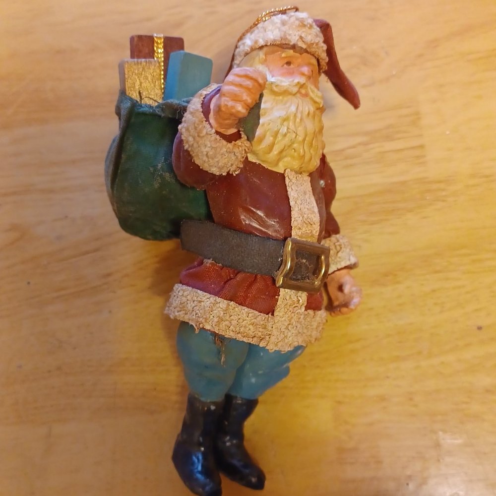Vintage Paper Macha Santa Figurine Christmas Ornament Pre 1980's Made in R O C